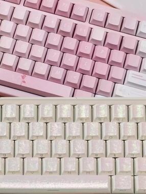 💮2/$100💮 Pink Gradient & Pearl Iridescent Keycaps for Mechanical Keyboard
